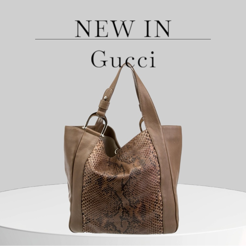Gucci Python-Trimmed Greenwich Tote - image 1